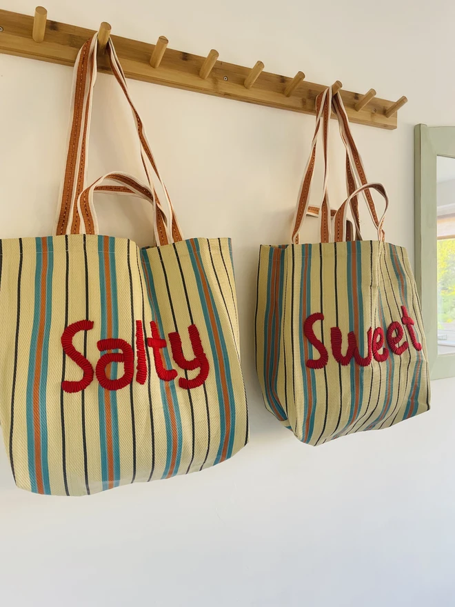 Embroidered Sweet n Salty Market Tote Bag