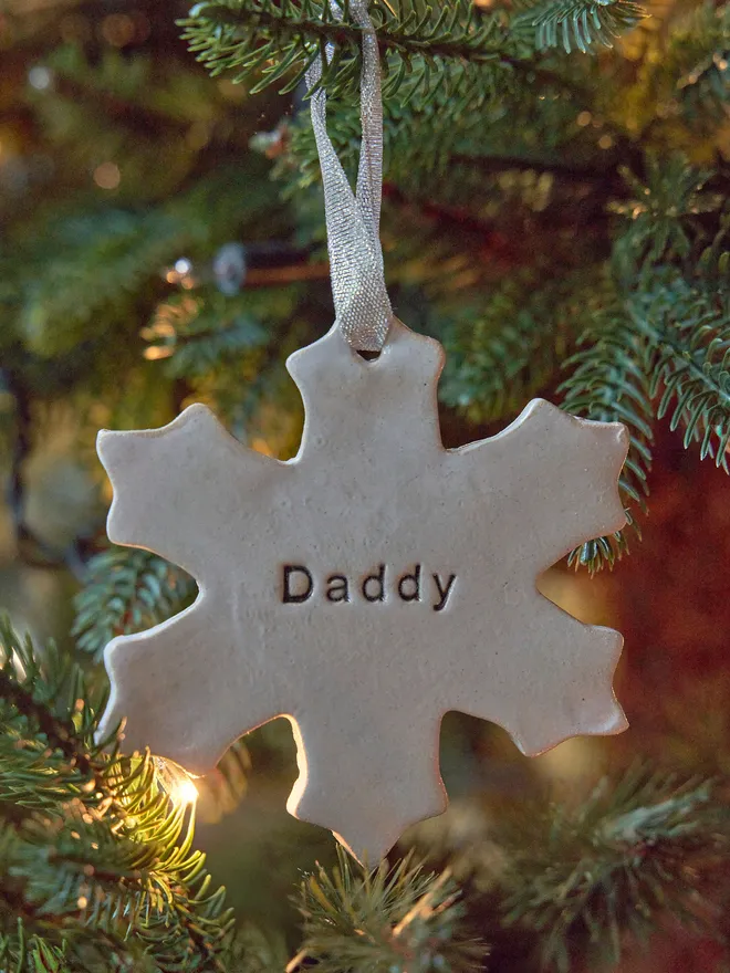 Personalised ceramic snowflake decoration