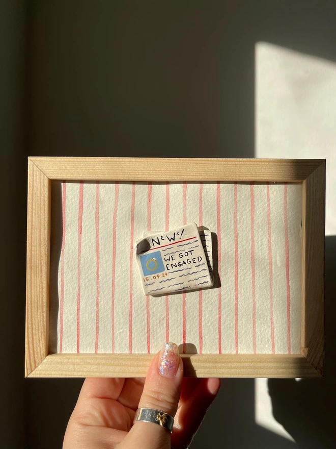 Framed Engagement Newspaper Keepsake