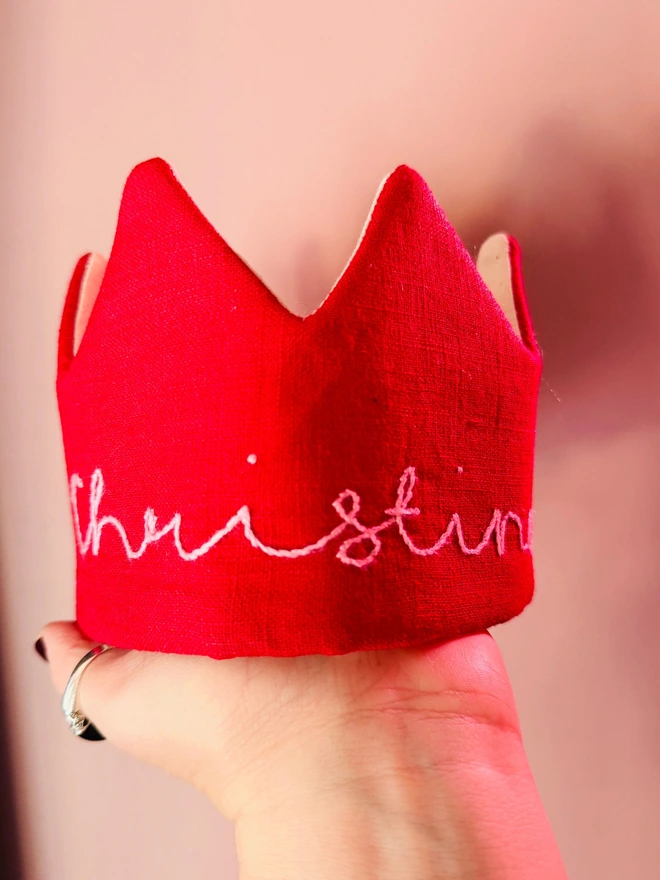 Red crown fabric crown birthday crown handmade crown 