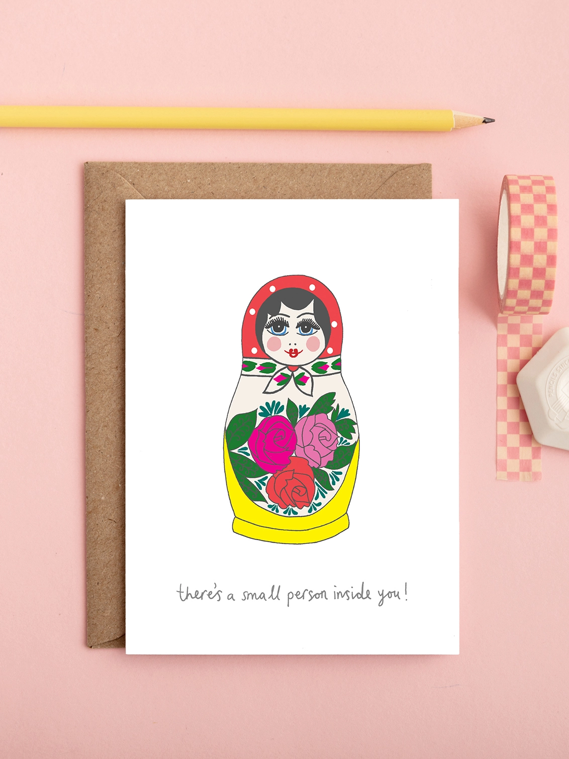 Sweet and funny pregnancy card featuring a Russian doll 