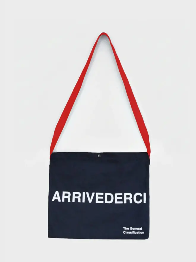 'Ciao' Canvas Musette, against a grey background. 