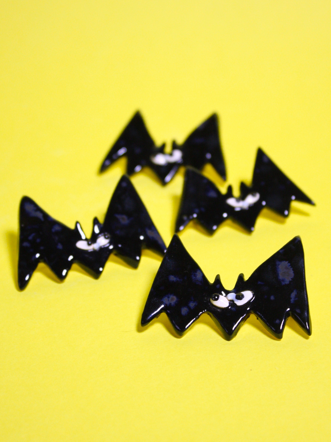 Ceramic Halloween Bat Brooch