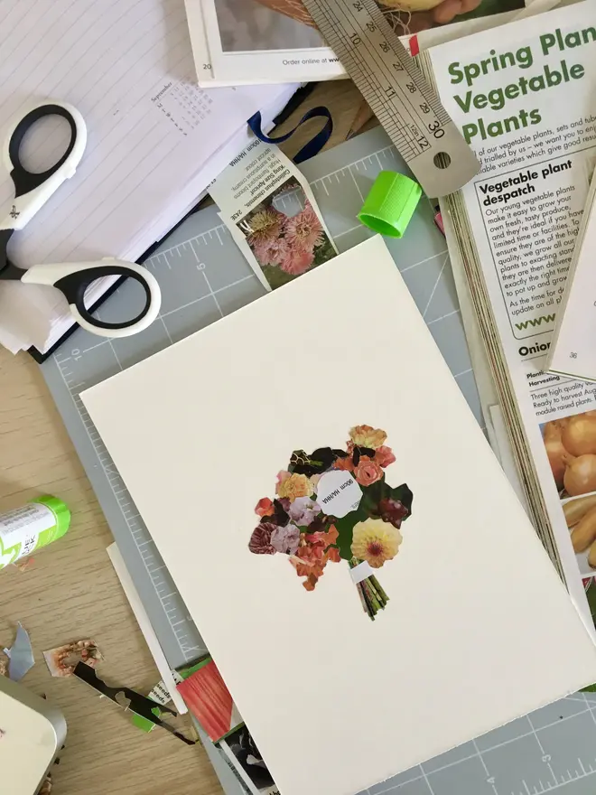 Recycled Paper Bouquet Collages