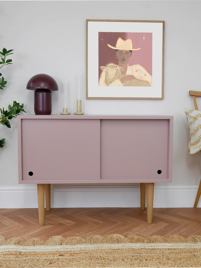 Pink Mid Century Record Cabinet: Handmade Vinyl Storage