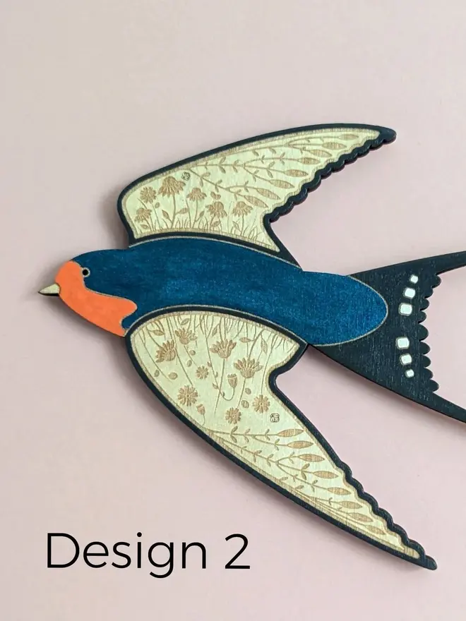 Flying Wooden Barn Swallows Hanging Wall Decor (Set Of 3), wooden barn swallow flying hung on a wall. 