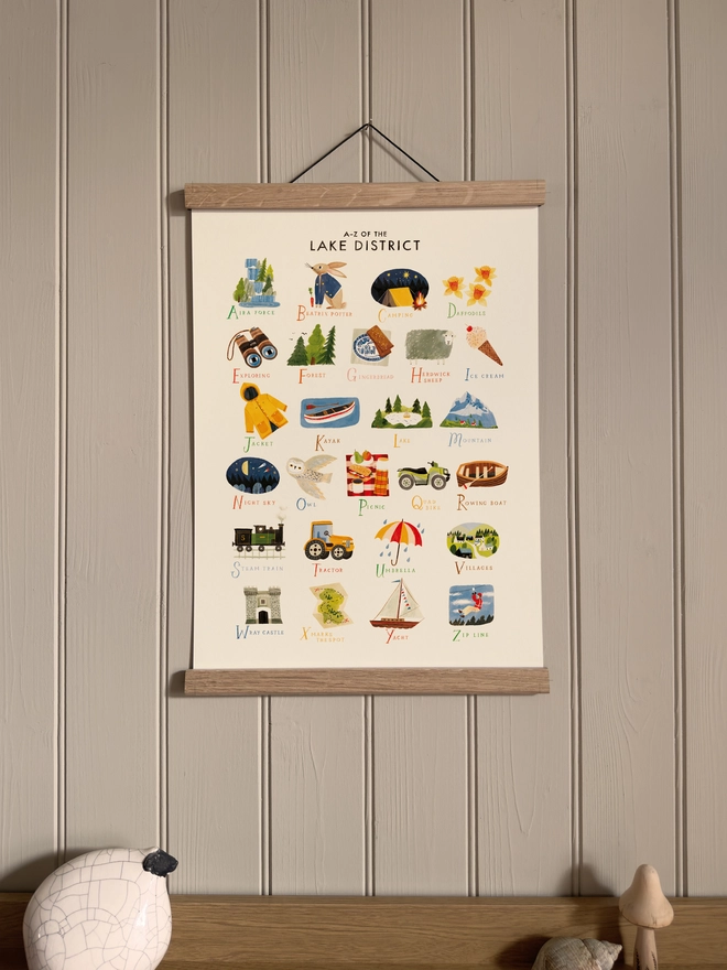 A-Z Lake District Print, framed, on the wall