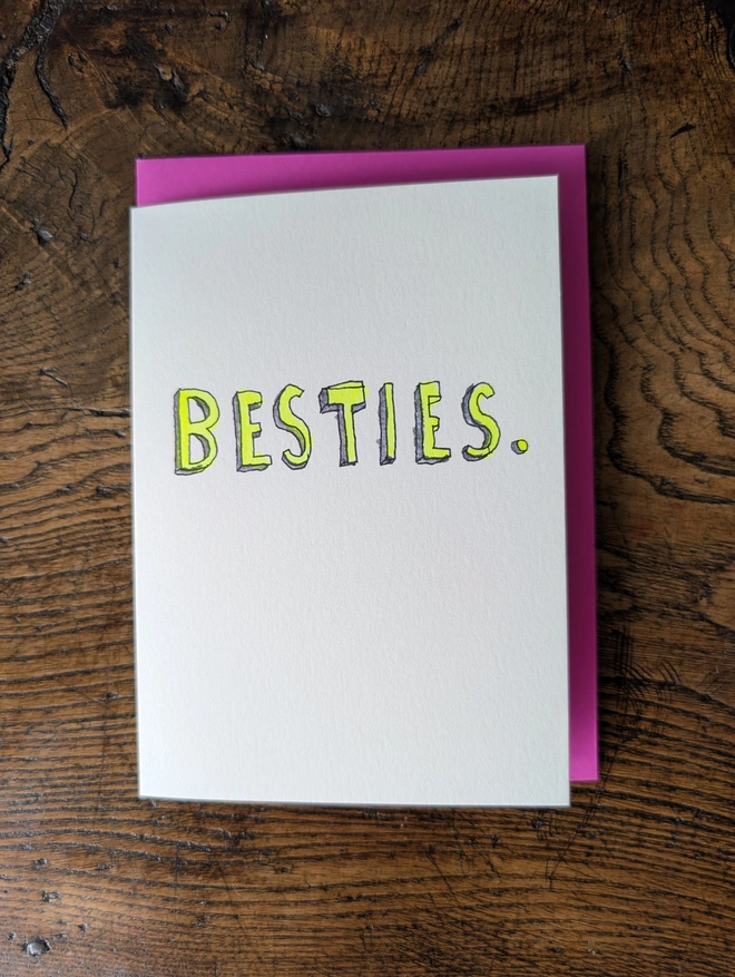 Best friend "besties" card flat lay