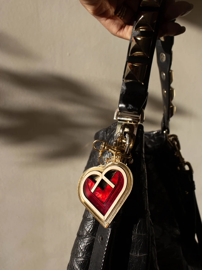 red heart bag charm