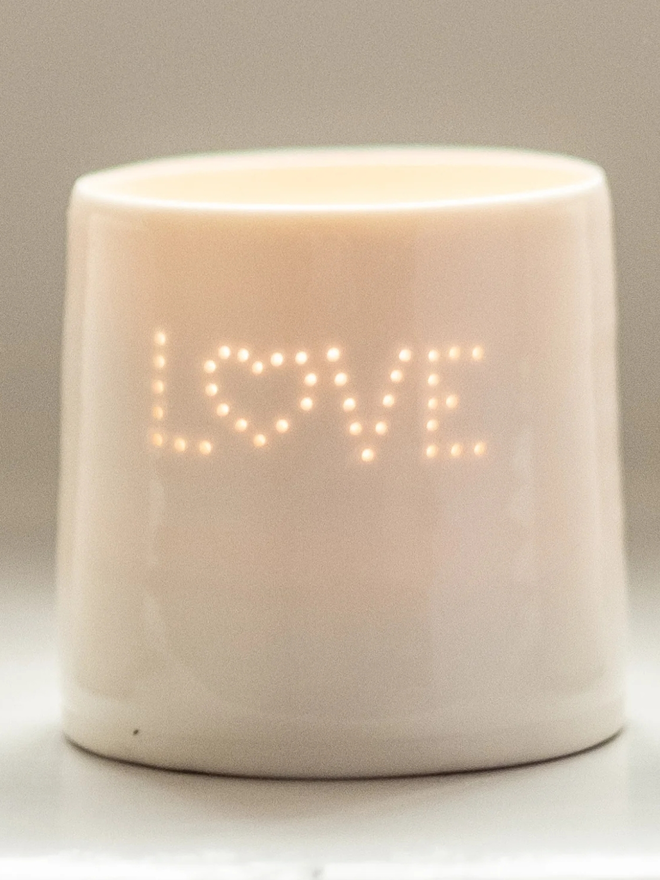 love heart mini porcelain tealight holder