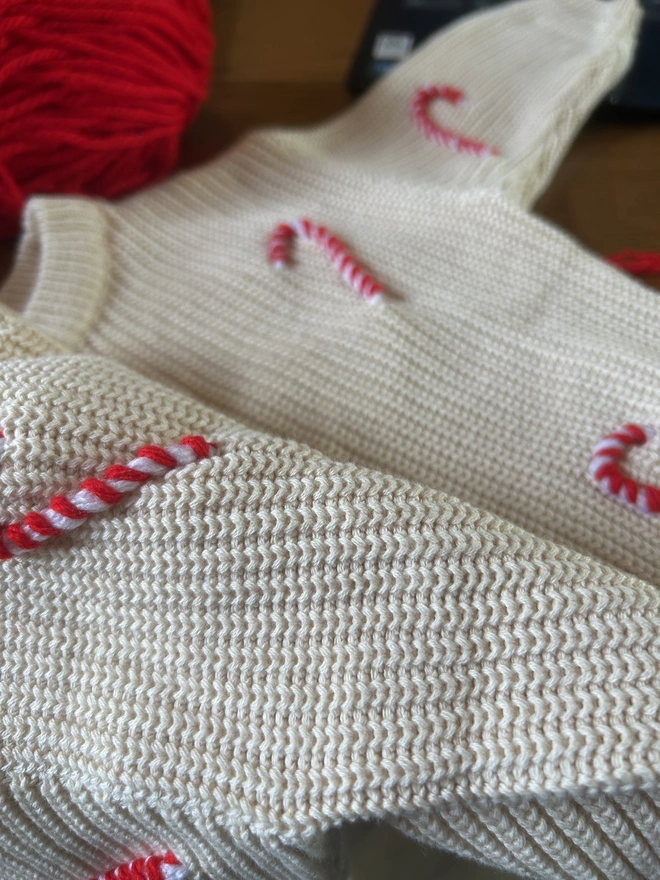 oversized christmas jumper, candy canes oat jumper 