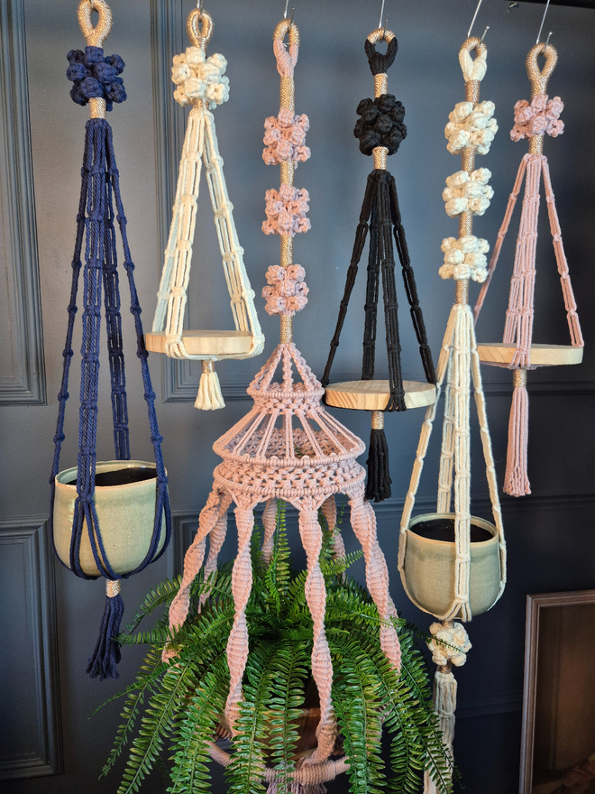 unique and luxurious plant hangers using intricate knot designs to create stylish hanging planters, handmade in London