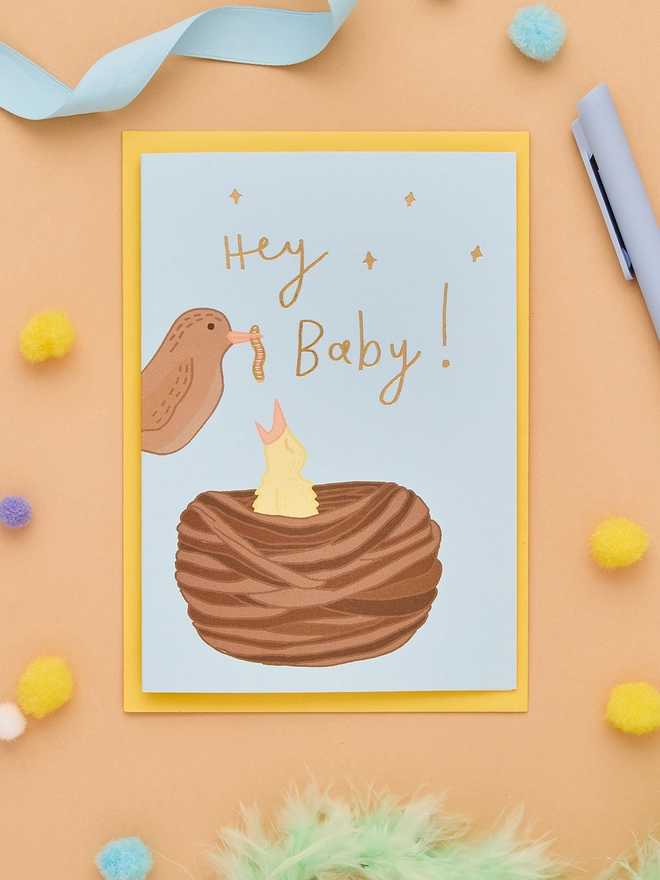 New Baby Card Featuring A Baby Chick