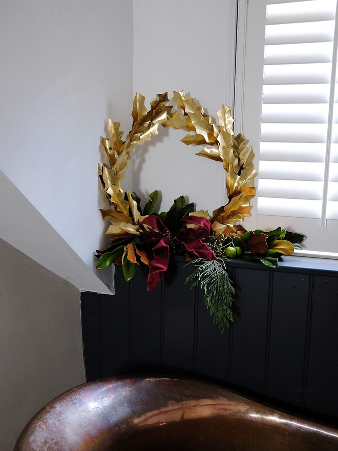 Christmas Brass Holly Wreath