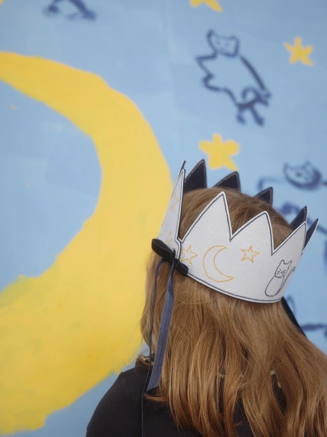 Halloween crown with moons stars cats