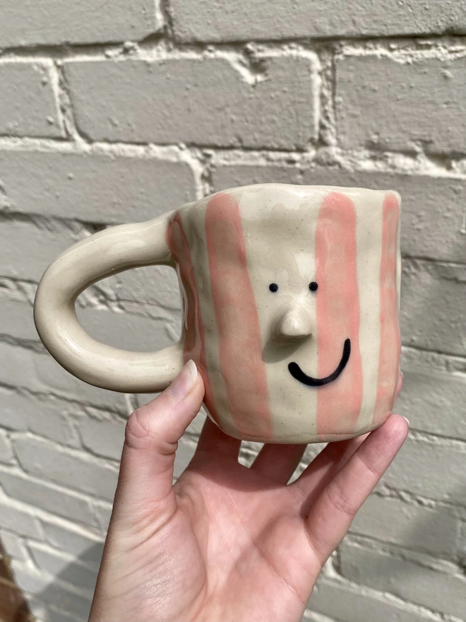 pink stripe mug