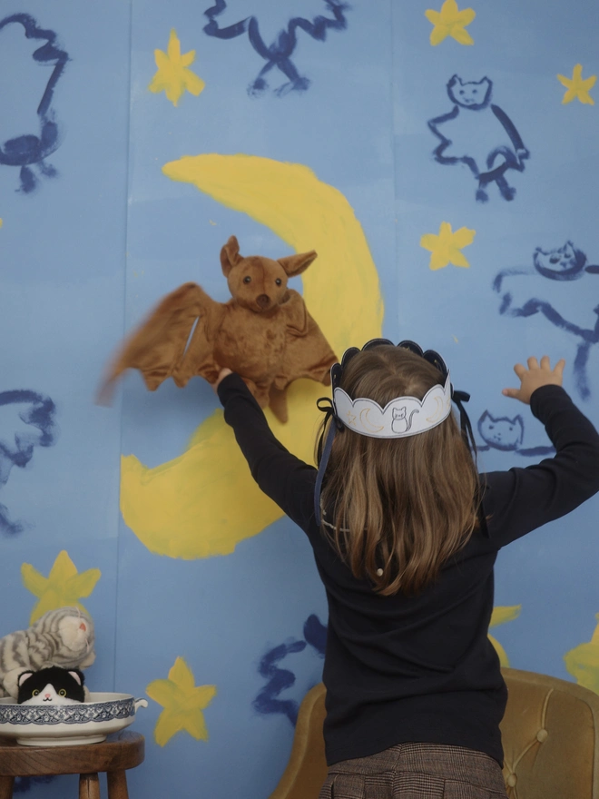 Halloween Crown stars moon cat bat 