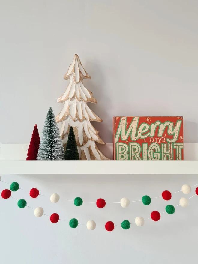 Traditional Christmas Pom Pom Garland