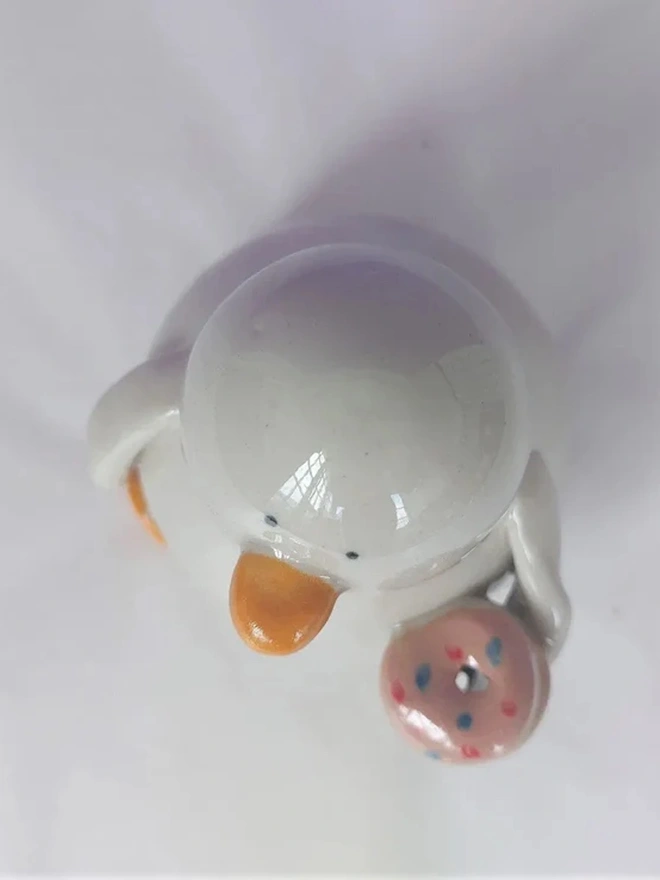 Duncan's Doughnut Duck Ceramic Sculpture