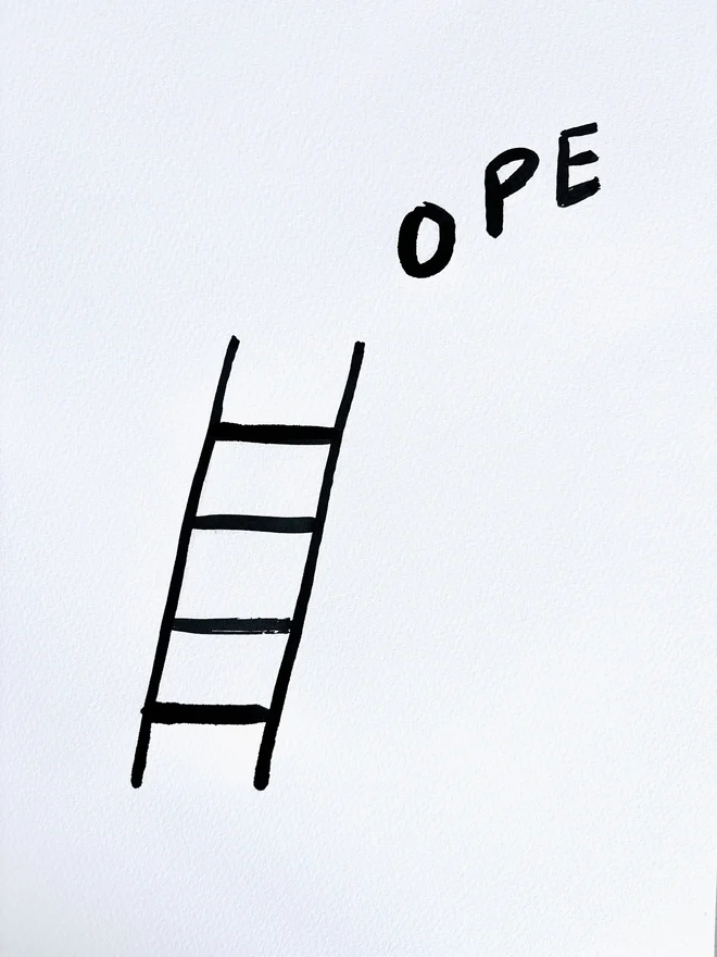 An ink drawing to represent the feeling of hope. It looks like a Hope ladder