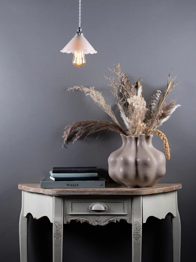 Florrie Small Opal Frilled Pendant Light Lifestyle 