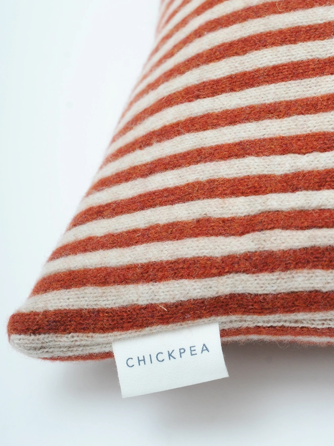 rust red lambswool cushion stripe