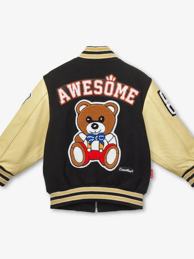 Awesome Letterman Black Front Zip Jacket 