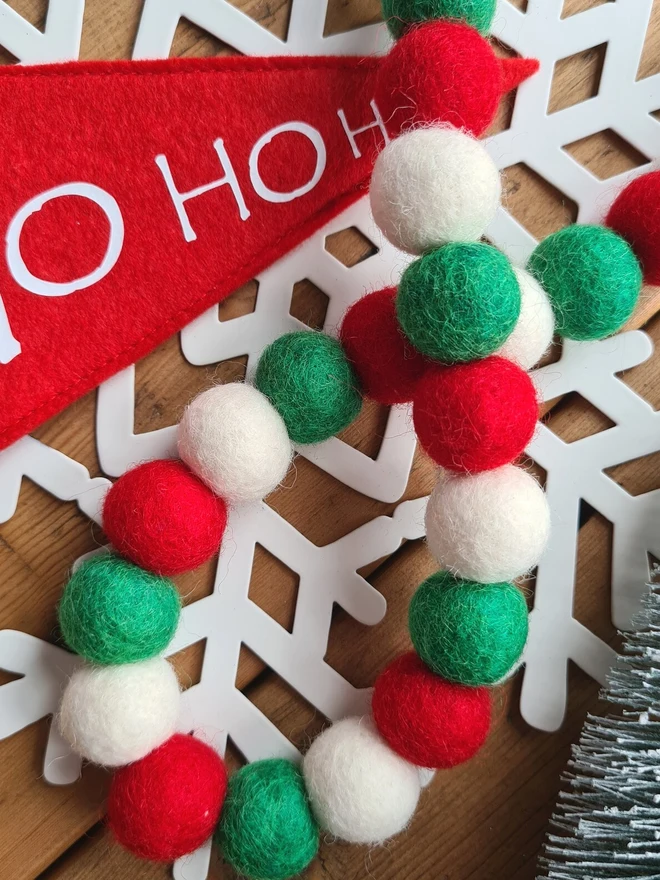 Traditional Christmas Pom Pom Garland