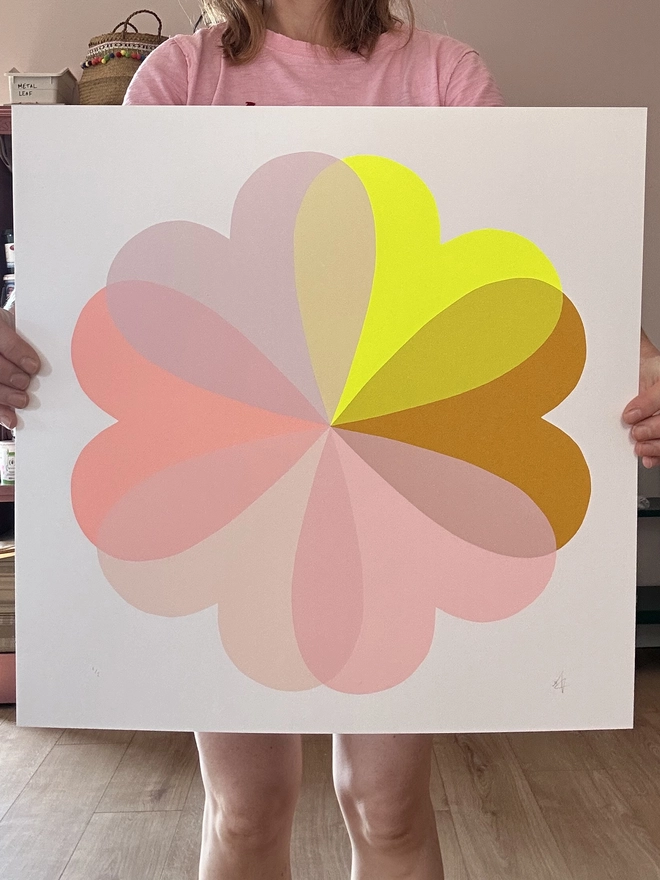 Hearts and Flowers Screen Print by Hannah Carvell