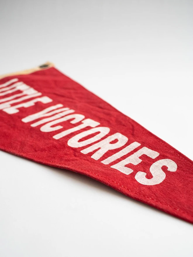 'Little Victories' Vintage Style Cotton Canvas Pennant 