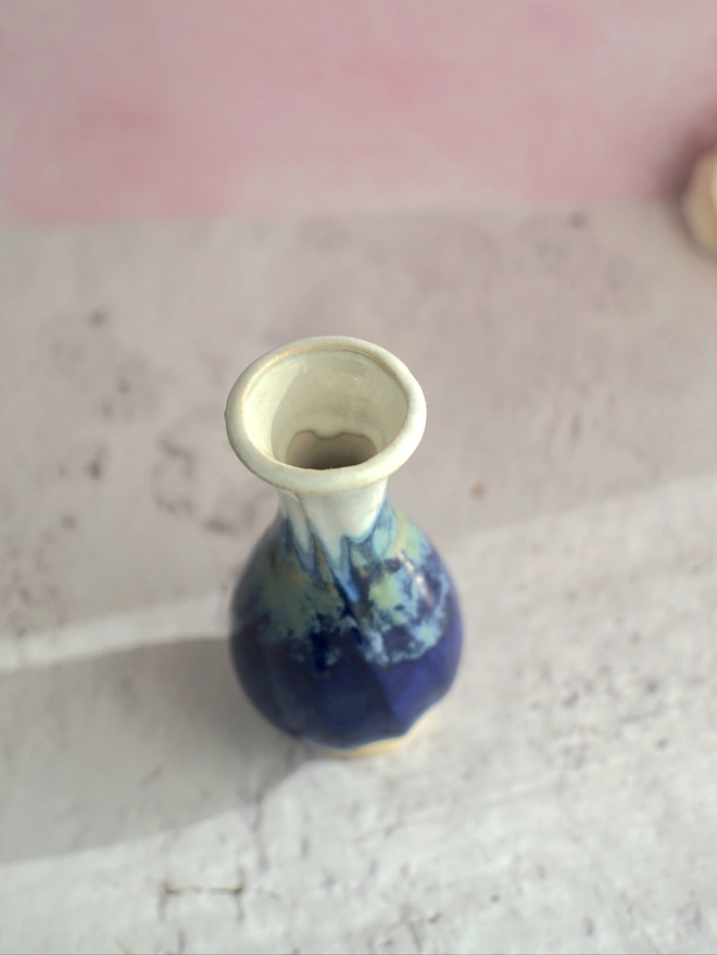 small ceramic vase, handcrafted vase, bud vase, vase gift, flower vase, mothers day gift, gift for friend, house gift, blue vase 