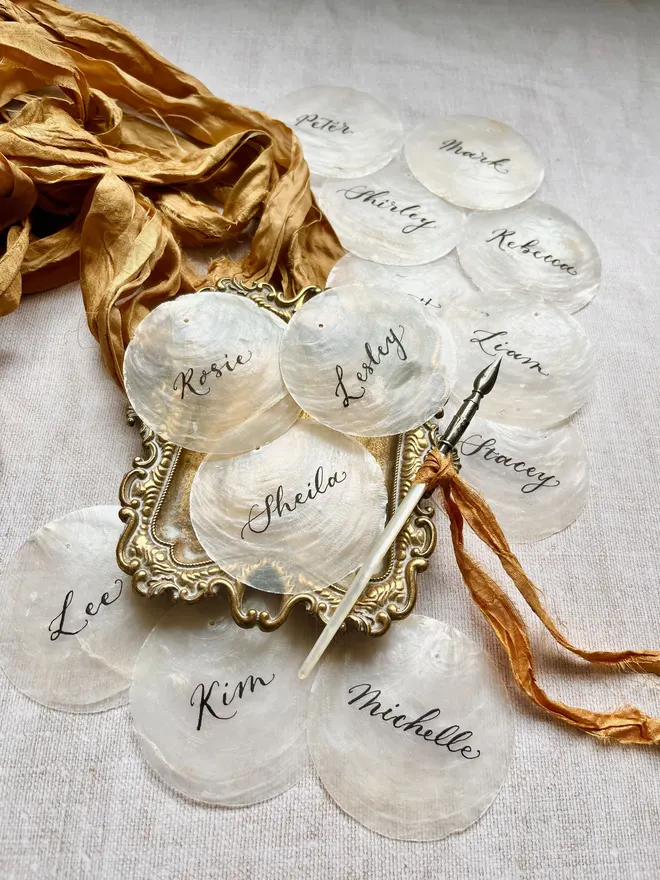 Personalised Capiz shell place cards