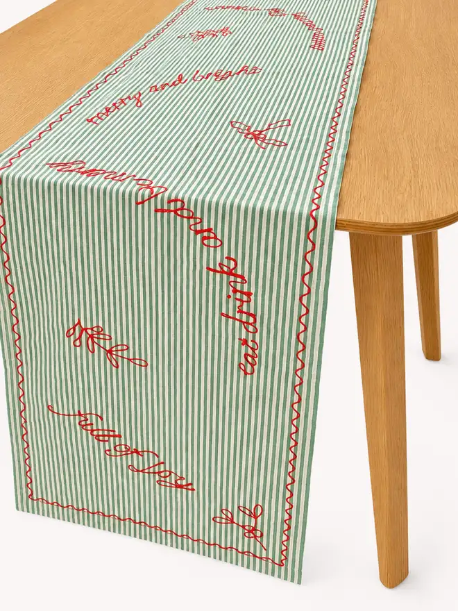 green striped table runner