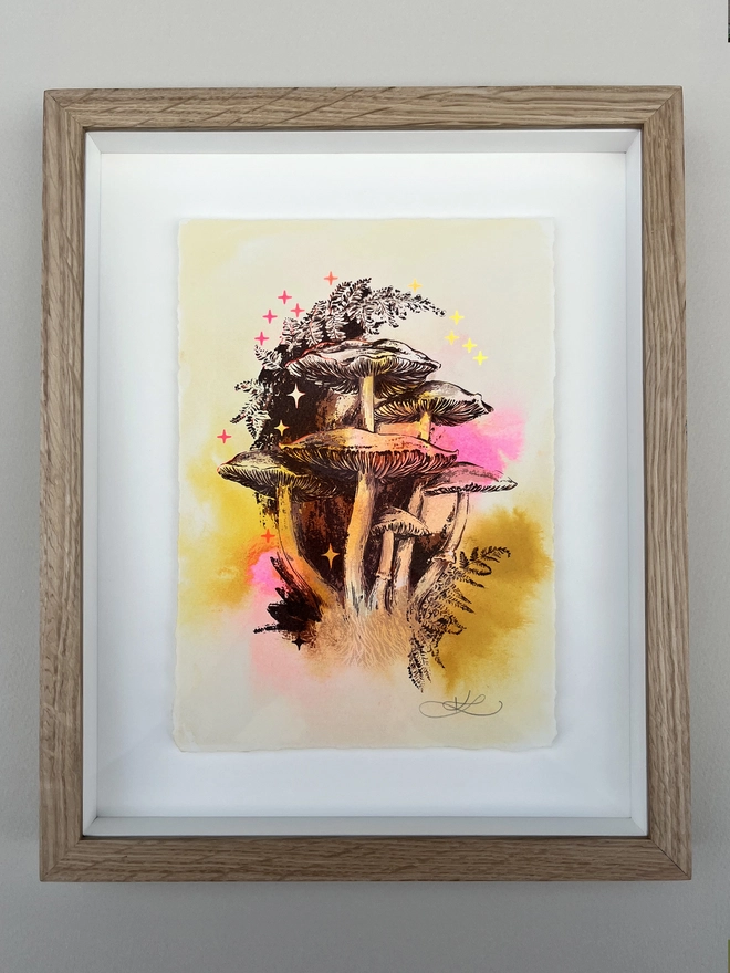 Shady watercolour edition screenprint and watercolour artwork by Kath Leone