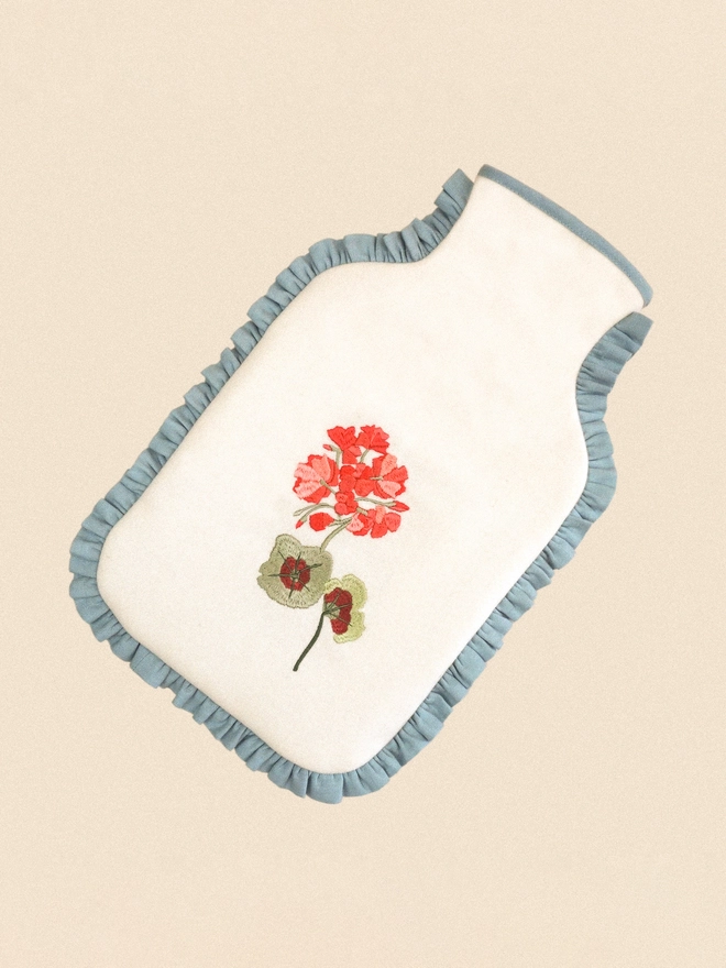 Geranium hot water bottle front