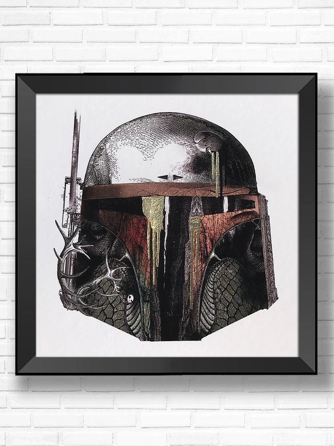 limited edition starwars bobafett digital print, starwars, gold leaf