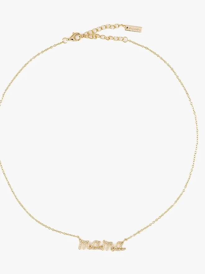 'Mama' Told Me Gold Script Necklace