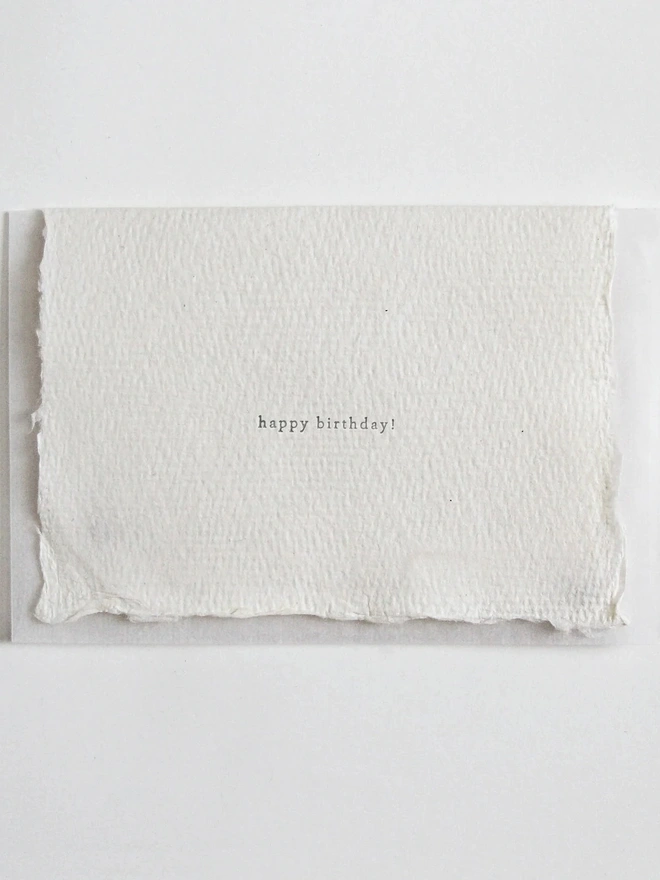 'Happy Birthday', Letterpress Mini Card on Handmade Paper