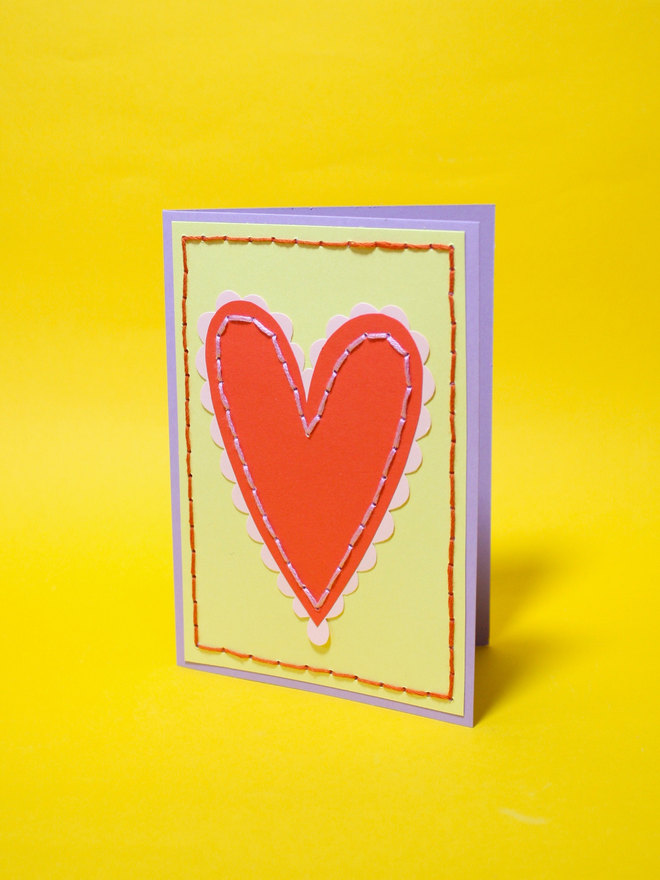 Hand Stitched Heart Card