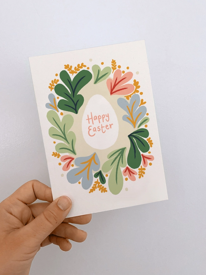 happy easter floral egg card