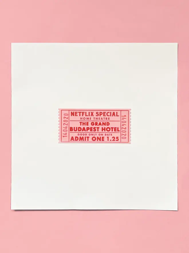 personalised cinema ticket print pink