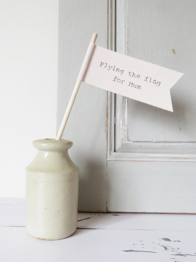 pink flag cake topper