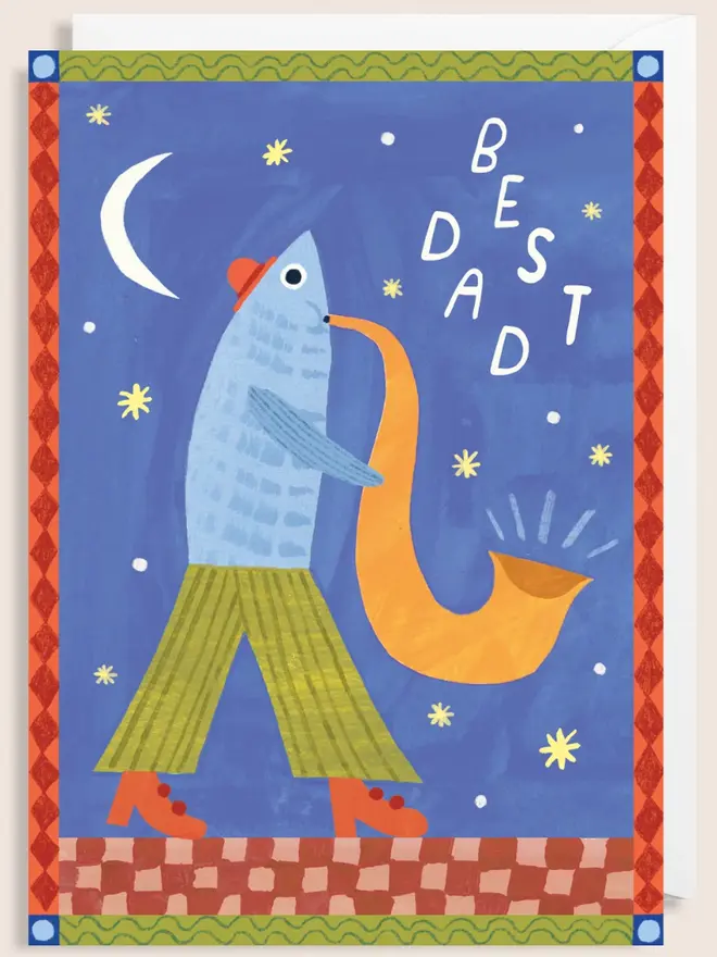 'Fish Best Dad' Card, against a white background. 