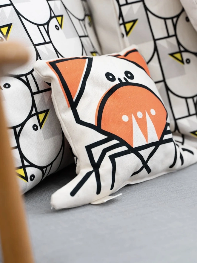 Crab Line Art Shaped Cushion