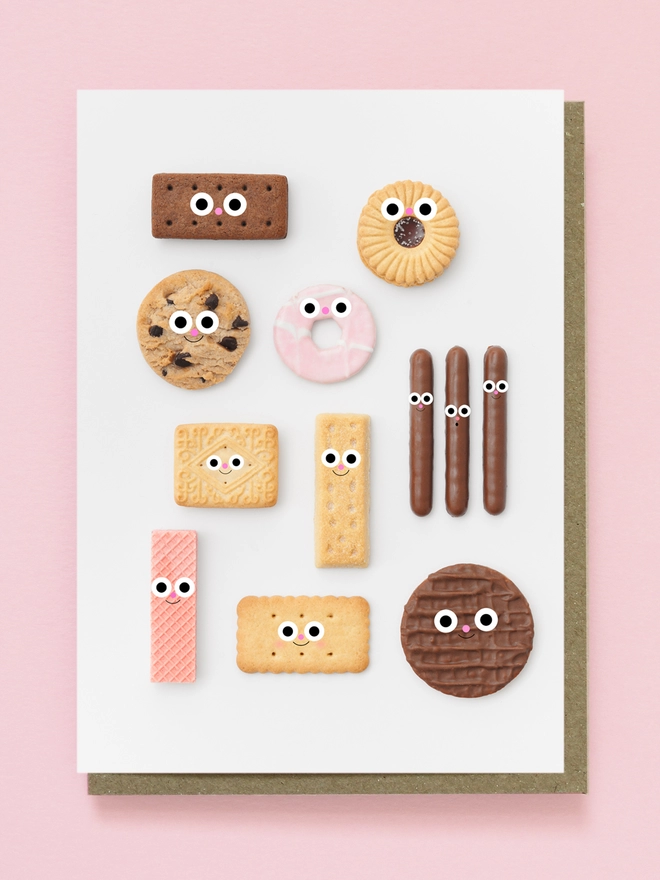 A collection of biscuits with cute faces 