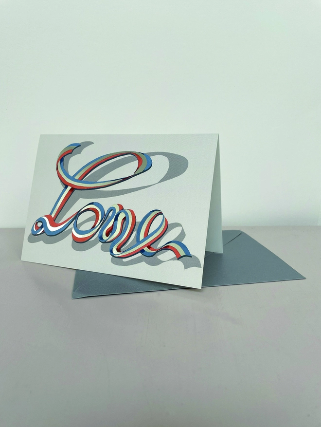 silver love ribbon card