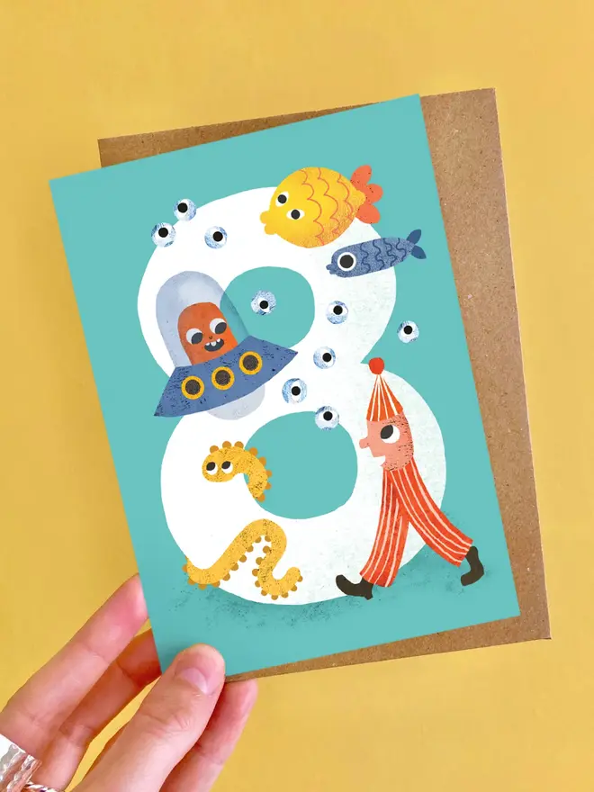 crazy critters 8th birthday card