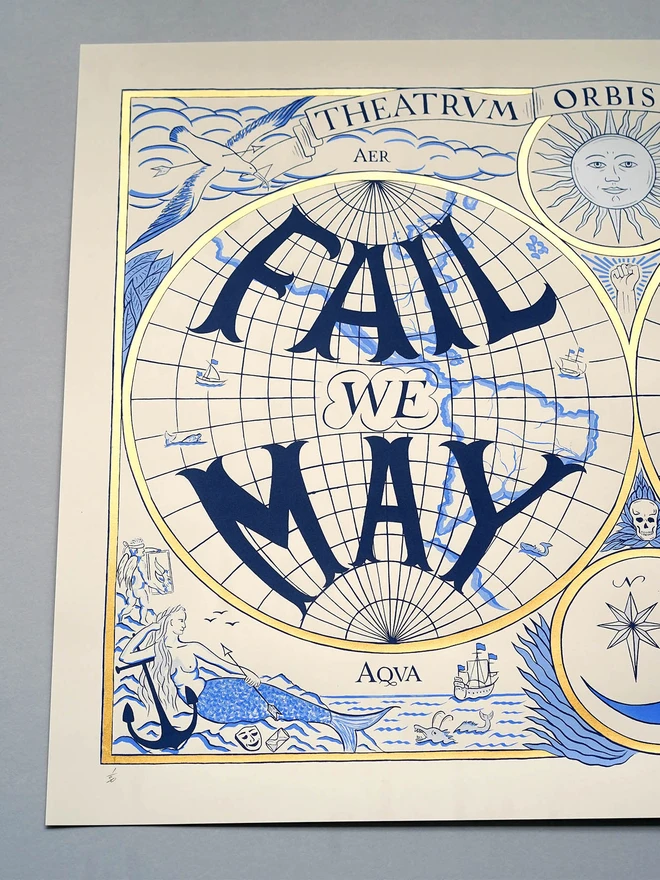 Fail We May Sail We Must map print