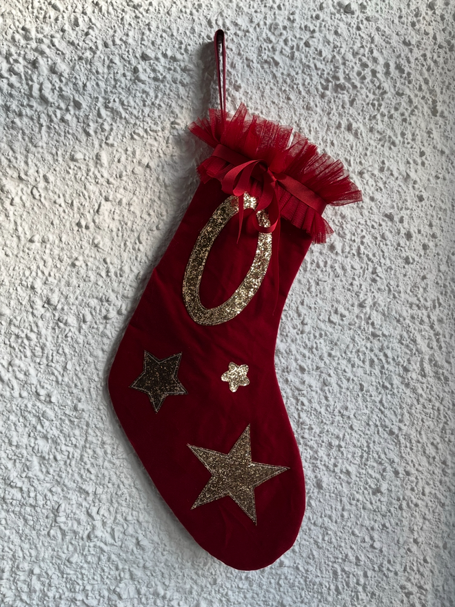 personalised stocking 
red