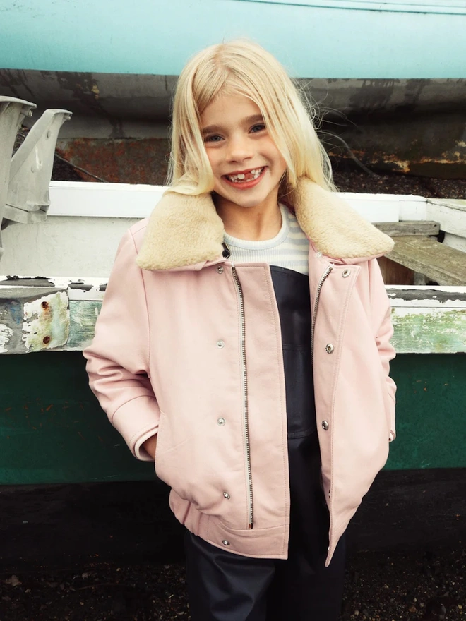 'Hold Ya Horses' Soft Pink Leather Jacket 